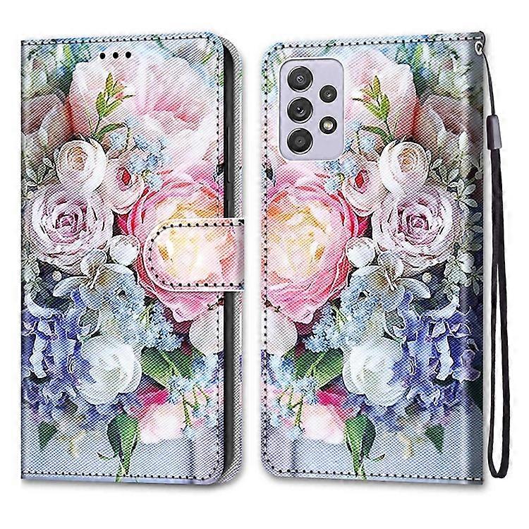 PU Leather Case Pattern Printing Stand Wallet Folio Flip Phone Cover with Wrist Strap Compatible For Samsung Galaxy A33 5G
