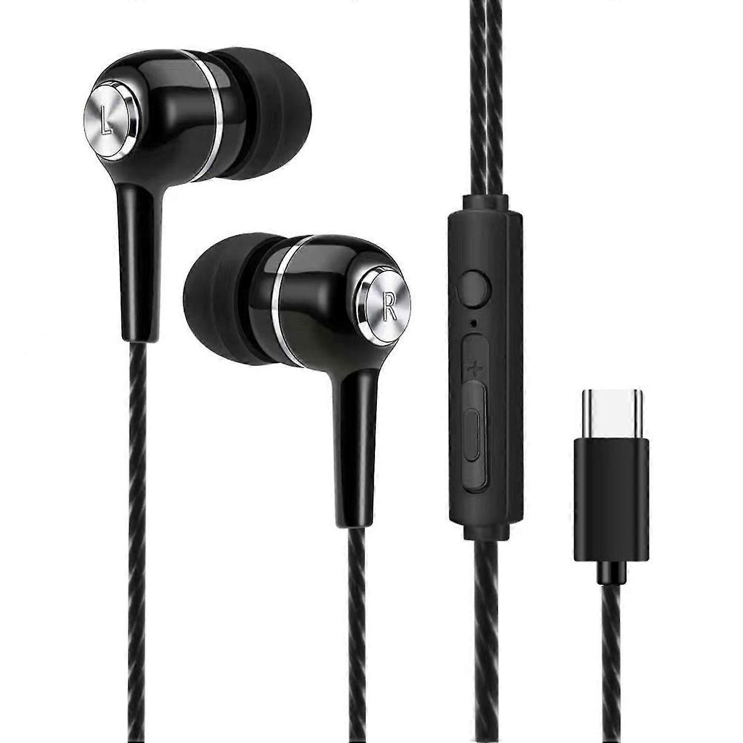 In-Ear Wired Headphones Noise-Canceling Mic Enhanced Sound Quality Low Latency Type-C Heavy Brass Ea