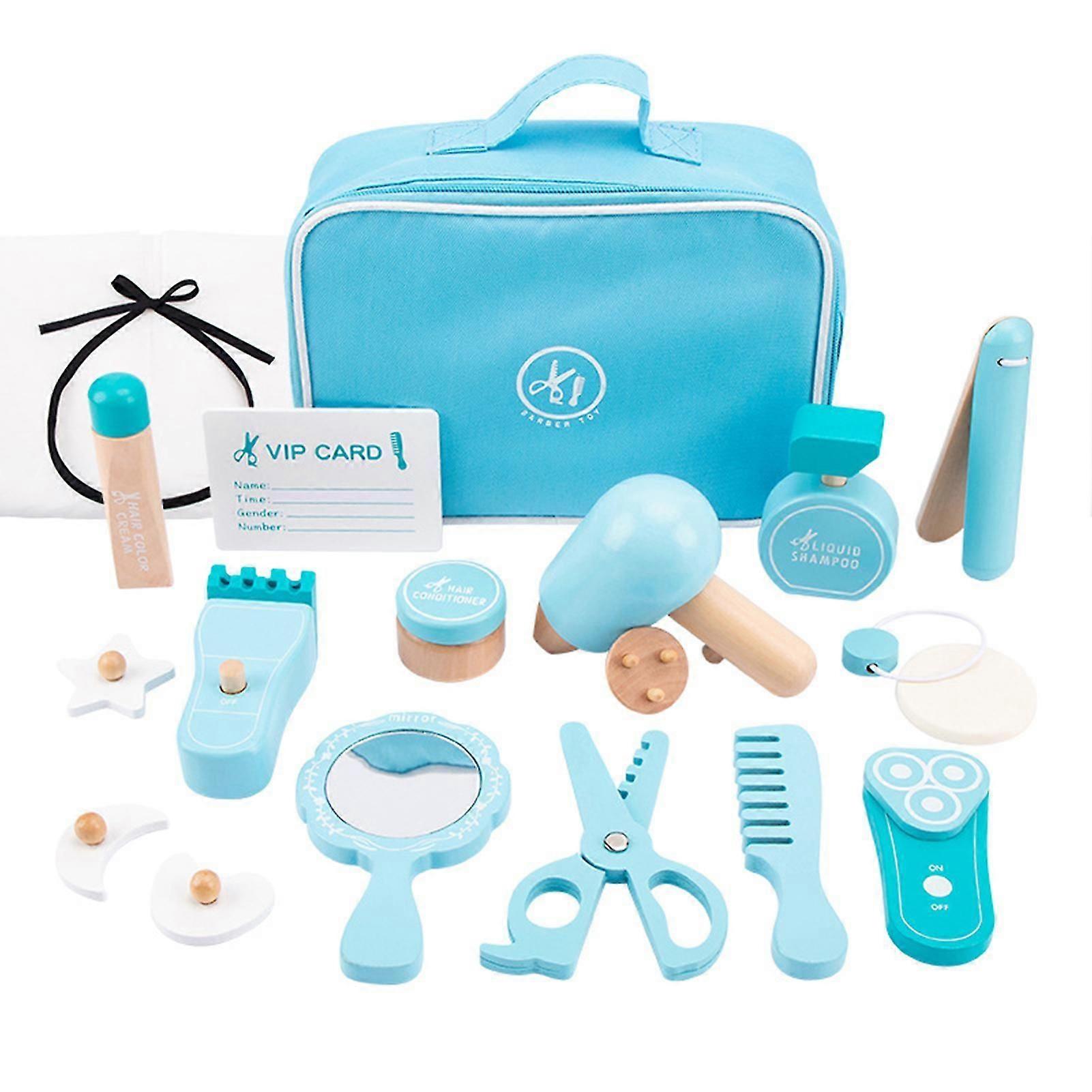 حلاقة خشبية لعبة مجموعة محاكاة التظاهر اللعب ماكياج لعبة غير سامة اللعب البيت لعبة خشبية تصفيف الشعر كيت لفتاة التظاهر