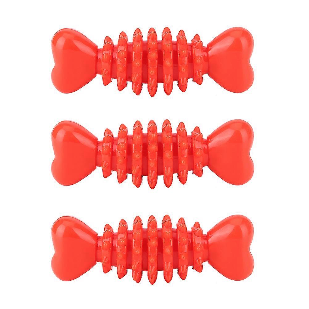 3Pcs Dog Rubber Chew Toy Set, Bone Shape Molar Teeth Toys for Medium to Large Dogs, Durable Bite-Resistant Material