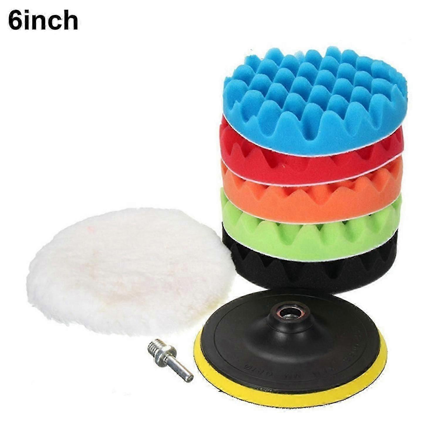 7Pcs/Set Polishing Pad Wave Waxing Sponge 3/4/5/6 inch Buffing Buffer Wheel compatible Automobile