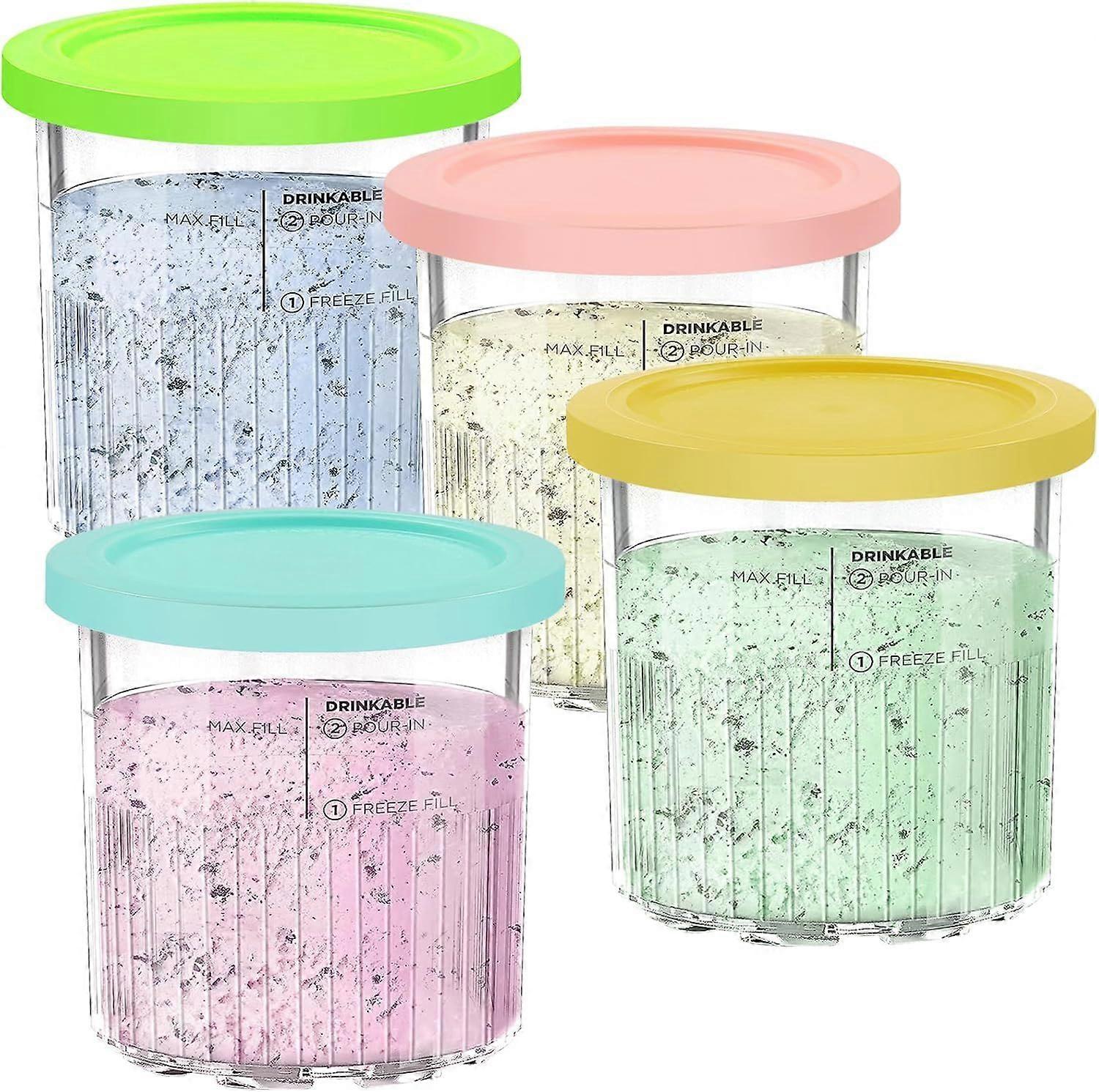 Replacement For Creami Deluxe Pints and Lids-1 Pack-24OZ Ice Cream Maker Pints Compatible, Creamy Ice cream Containers Cups Dishwasher Safe 1pc/Pink
