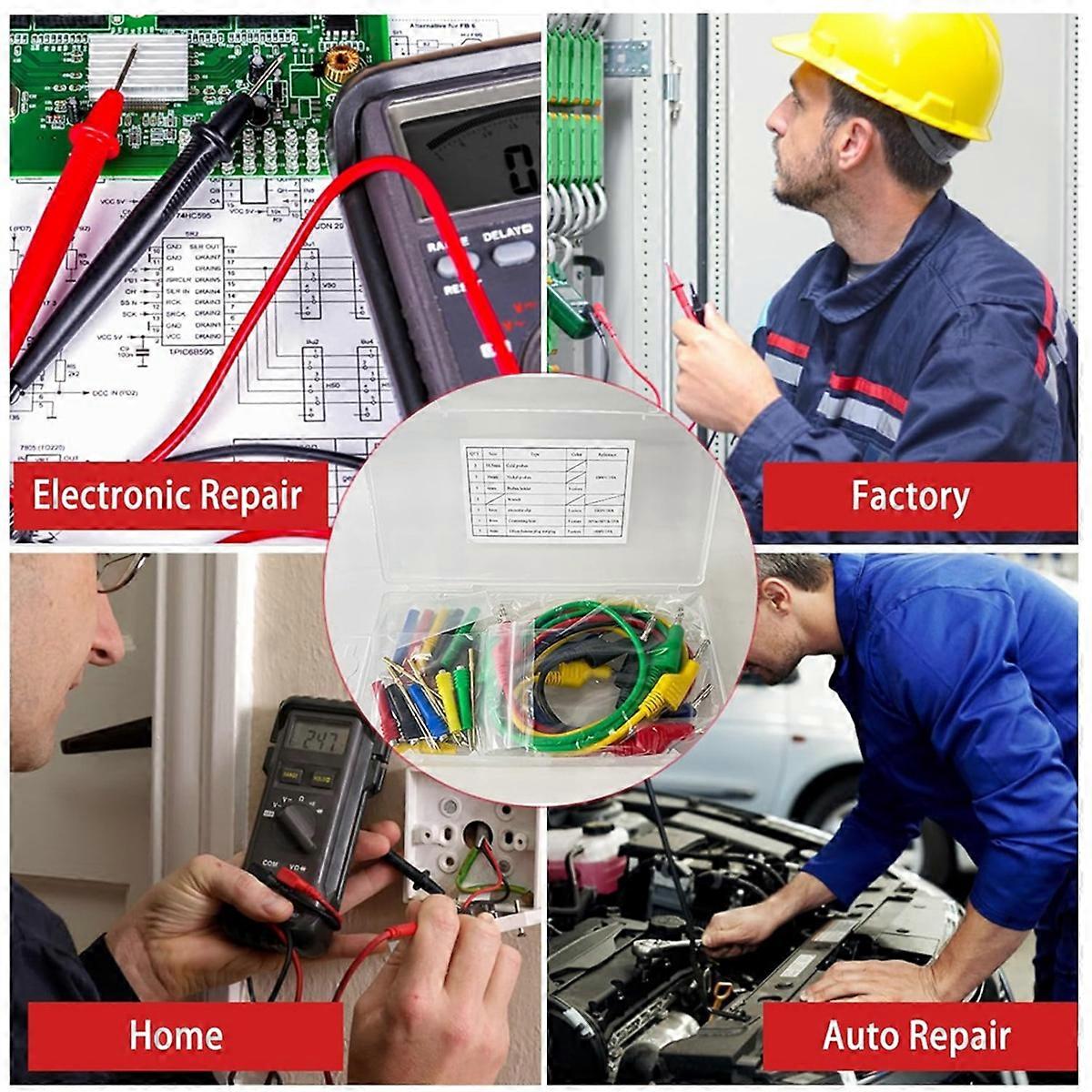 Banana Plug Test Leads Kit, 4mm with Threading Probe, for Multimeter