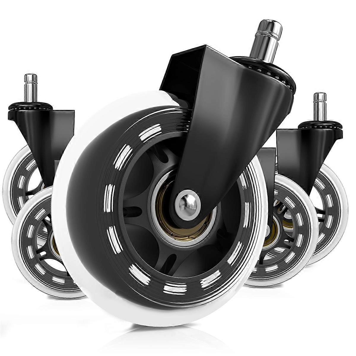 Office Chair Wheels Replacement - 3inch Clear Rubber Caster Wheels