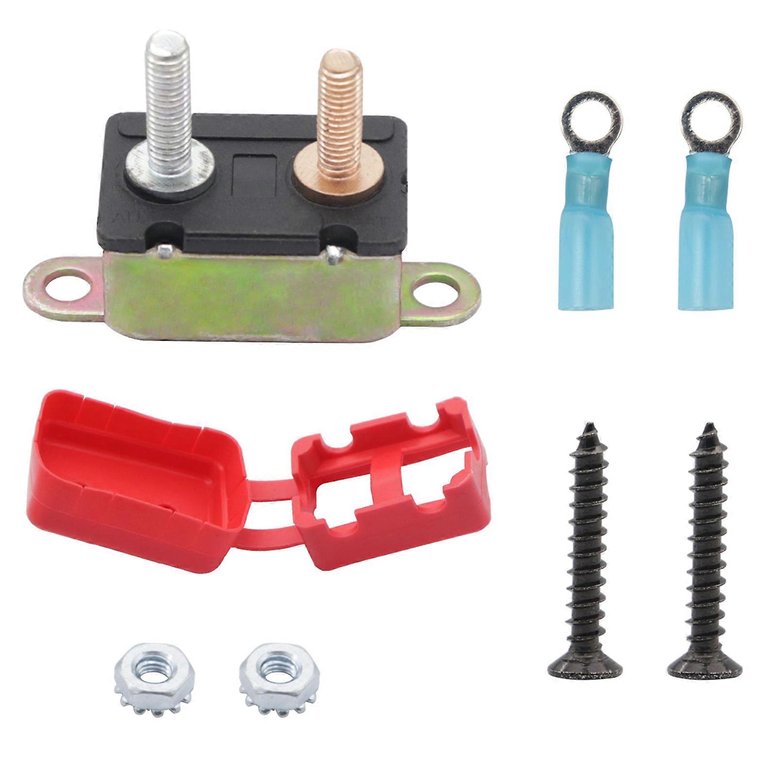 Auto Truck Fuse Manual Reset Circuit Breaker Stud Bolt with Cover Terminal Kit Automobile Parts 20A 30A 40A 50A Portable