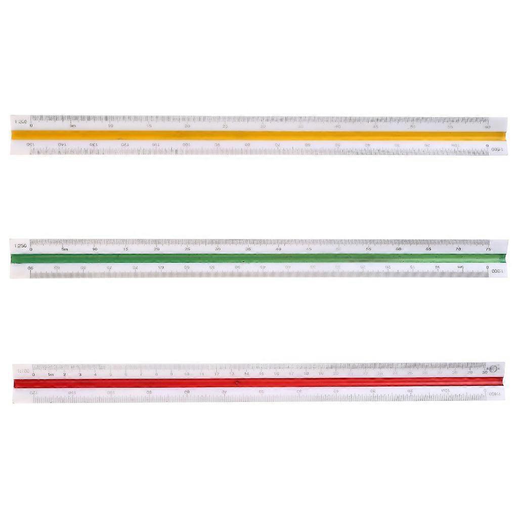 300mm Triangular Metric Scale Draughtsmens Ruler For Engineer Multicolor
