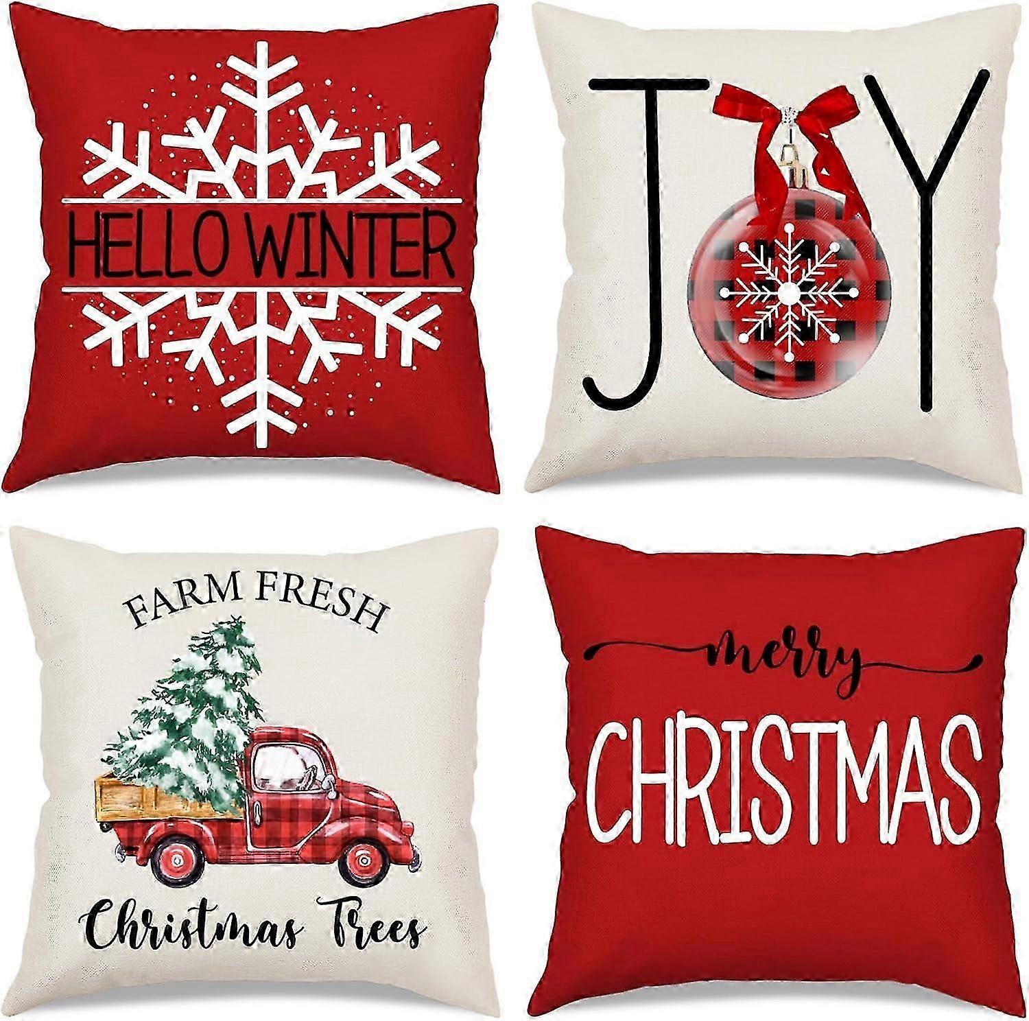 Christmas pillowcase 45.72 x 45.72 cm (45.72 cm x 45.72 cm, red)