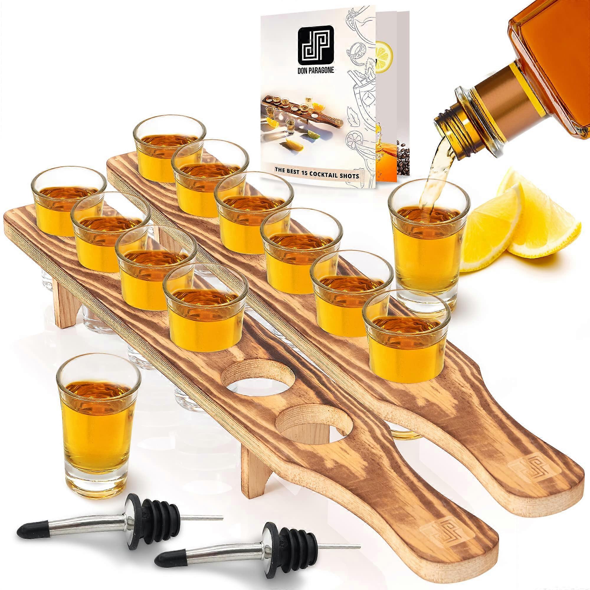 12 Pcs Clear Shot Glass Holder Tray for Serving Drinks Rustic Shot Board Set Bulk Set