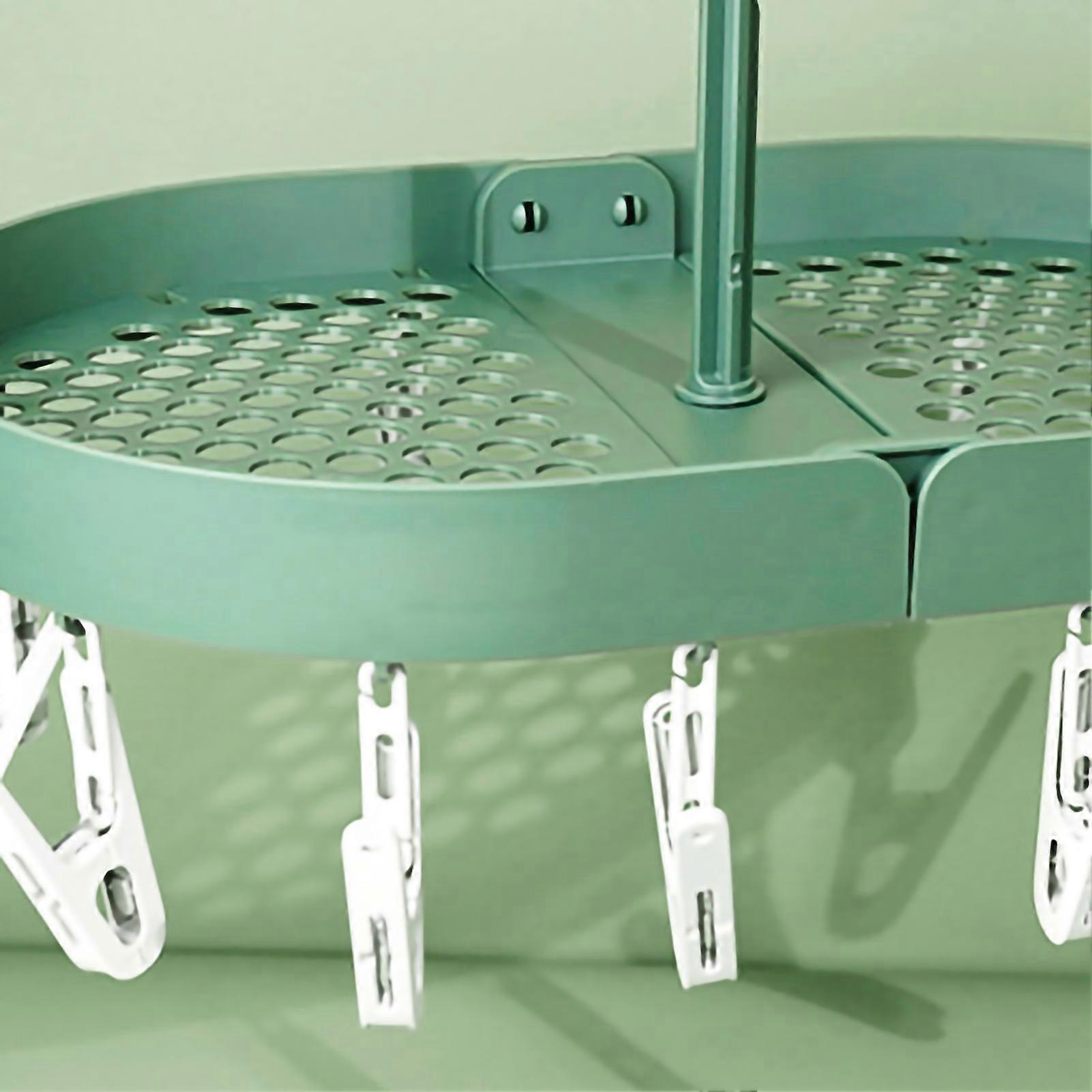 Rotatable Drying Rack 360° Foldable Clip Hanger Dark Green