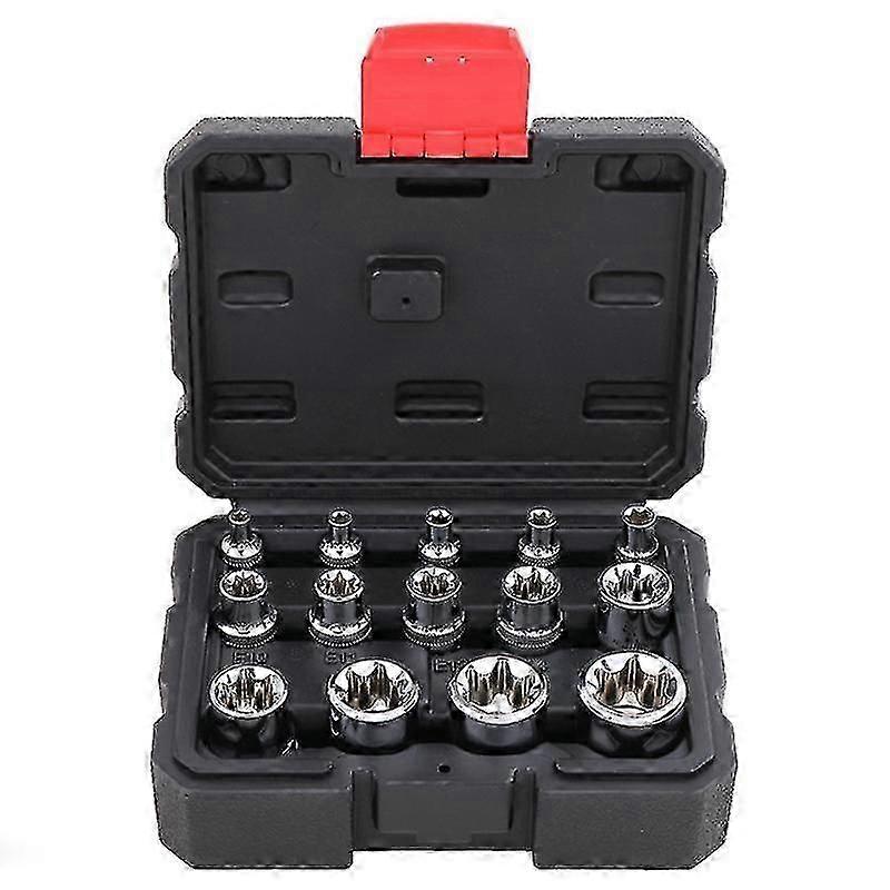 14 قطعة 3/8 بوصة 1/2 بوصة، 1/4 بوصة، E-torx ستار مجموعة المقبس