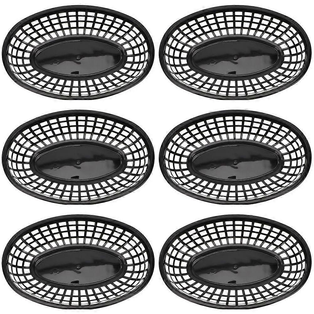 6pcs Oval Fast Food Baskets Diner Baskets Desktop Plastic Serving Platters