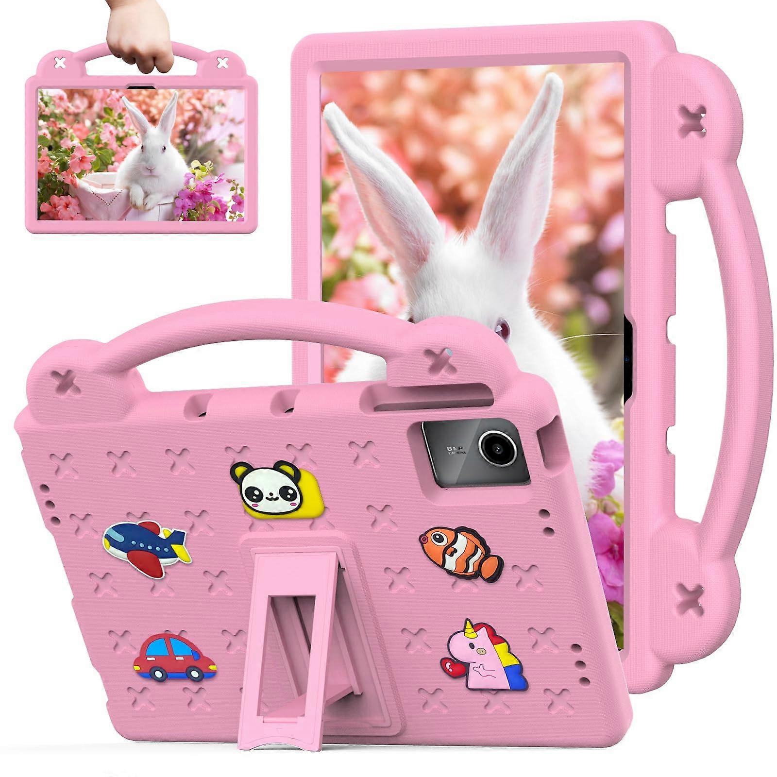 Kids Tablet Case for Lenovo Tab M11/P11 11Inch Built-in Kickstand and Handle, Pink Shockproof for Redmi Pad SE and Doogee T30 Pro