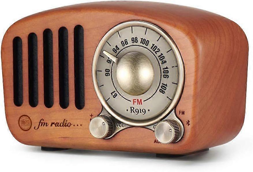 Portable Radio FM Station, Vintage Pocket Radios Transistor Bluetooth Battery and Mains Rechargeable, Mini Retro Wood Decorative Small Car MP3 Speaker