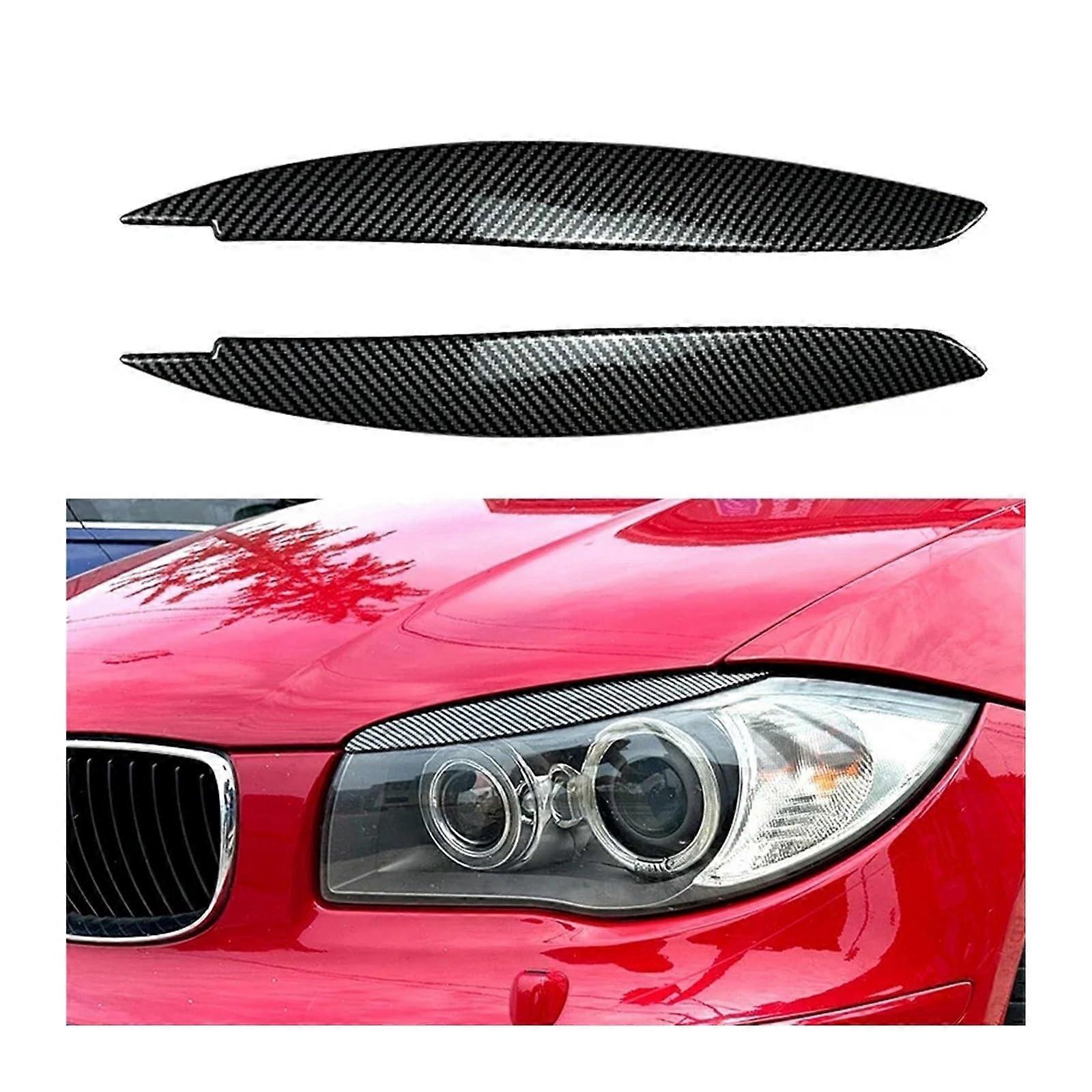 Headlight Eyebrow Trim For BMW 1 Series E81 E82 E87 E88 2004-2014 Carbon Fiber Look