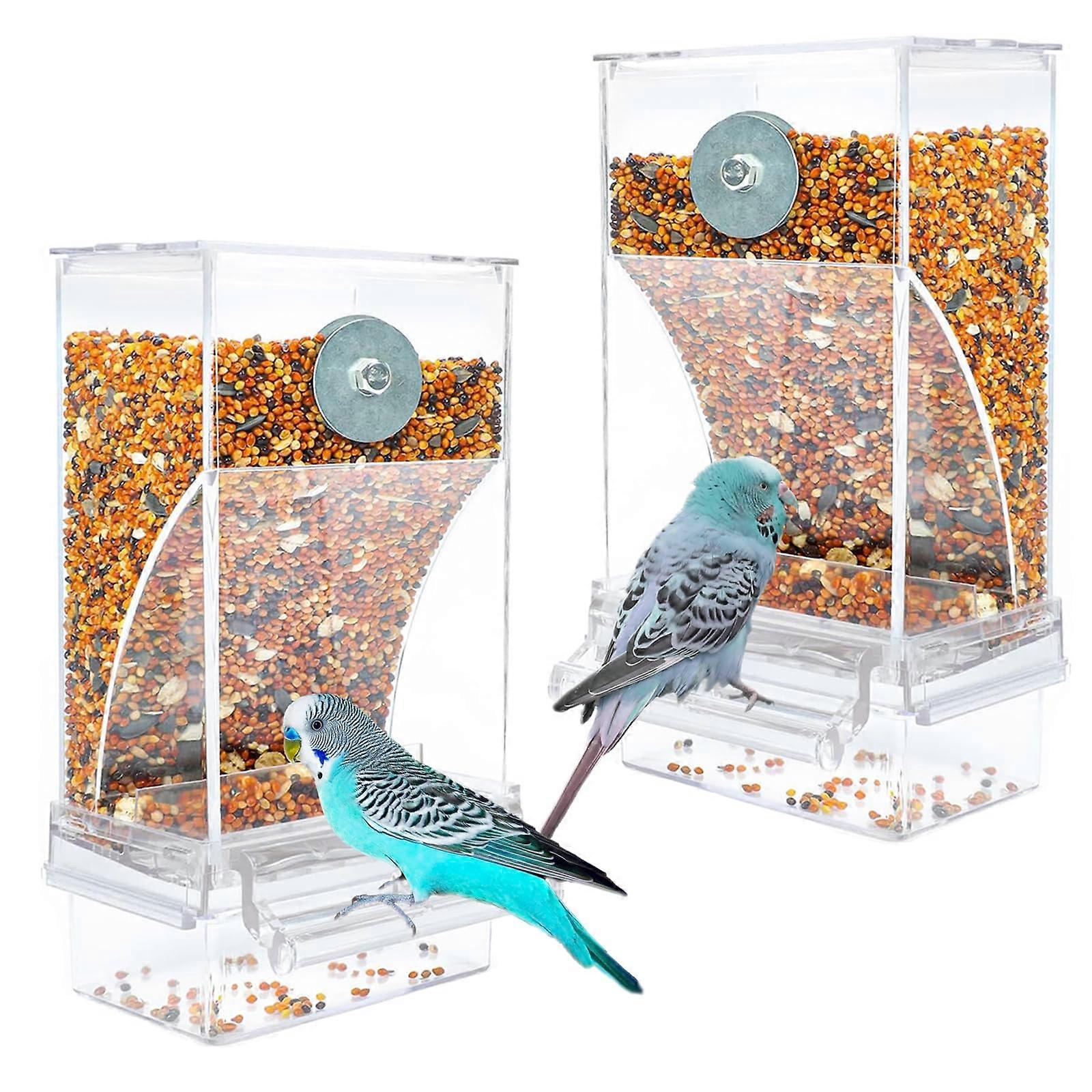 No Mess Bird Feeders Automatic Seed Food Container for Parrots, Budgies, Canaries, Cockatiels, and Finches