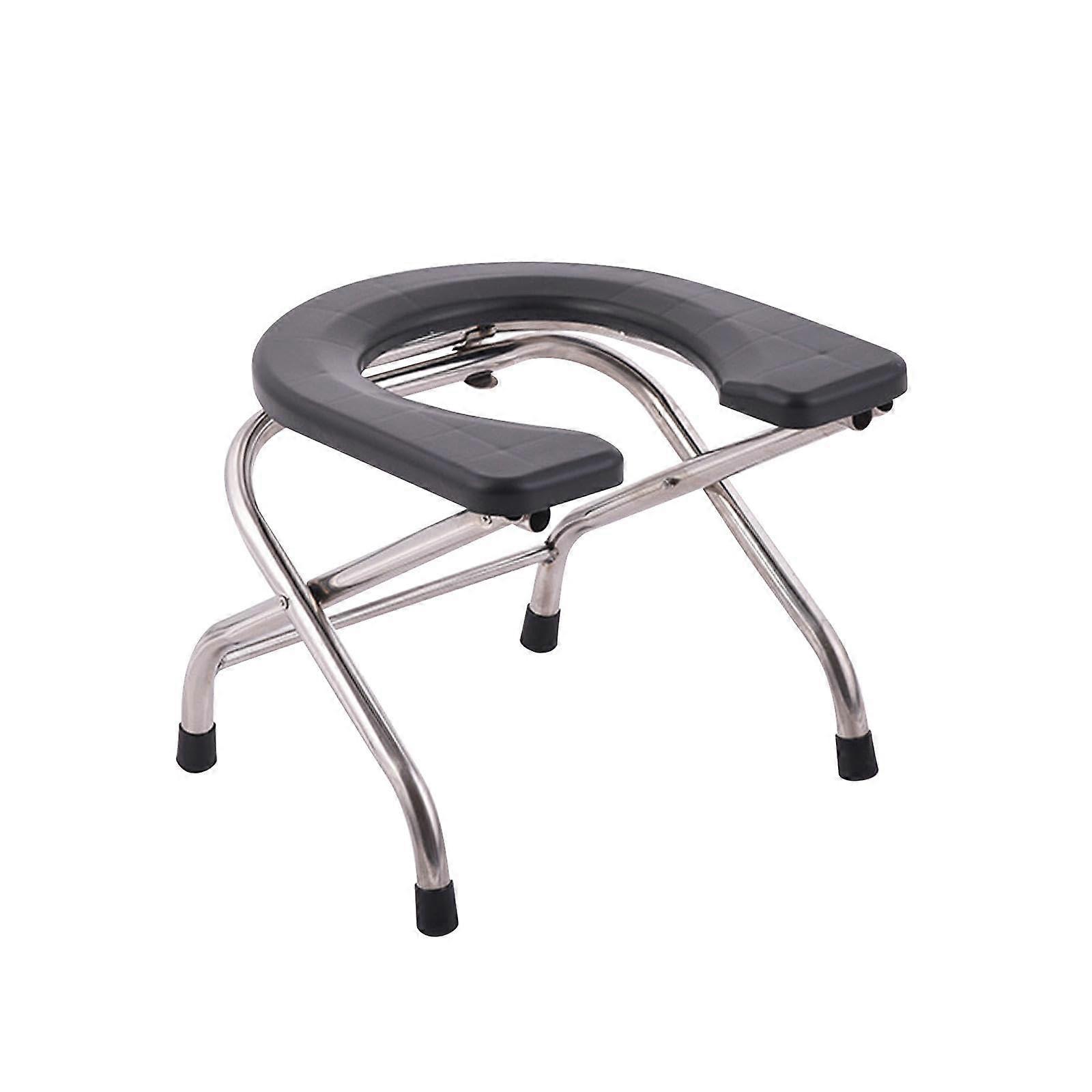 Seniors Folding Toilet Seat 30cm Height Squatting Stool with Anti-Slip Pads Shower Chair Bedside Commode for Bathroom