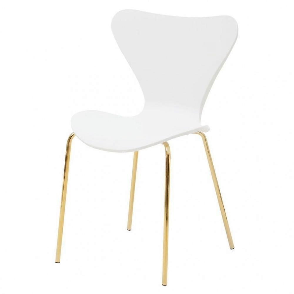 Fusion Living Luxe hvid plaststøbt spisebordsstol med guldmetalben