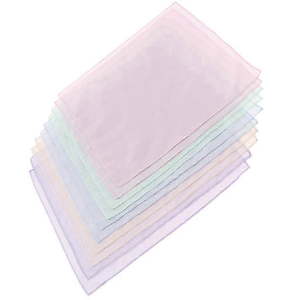 10pcs DIY Solid Handkerchiefs Cotton Square Super Soft Washable Hanky