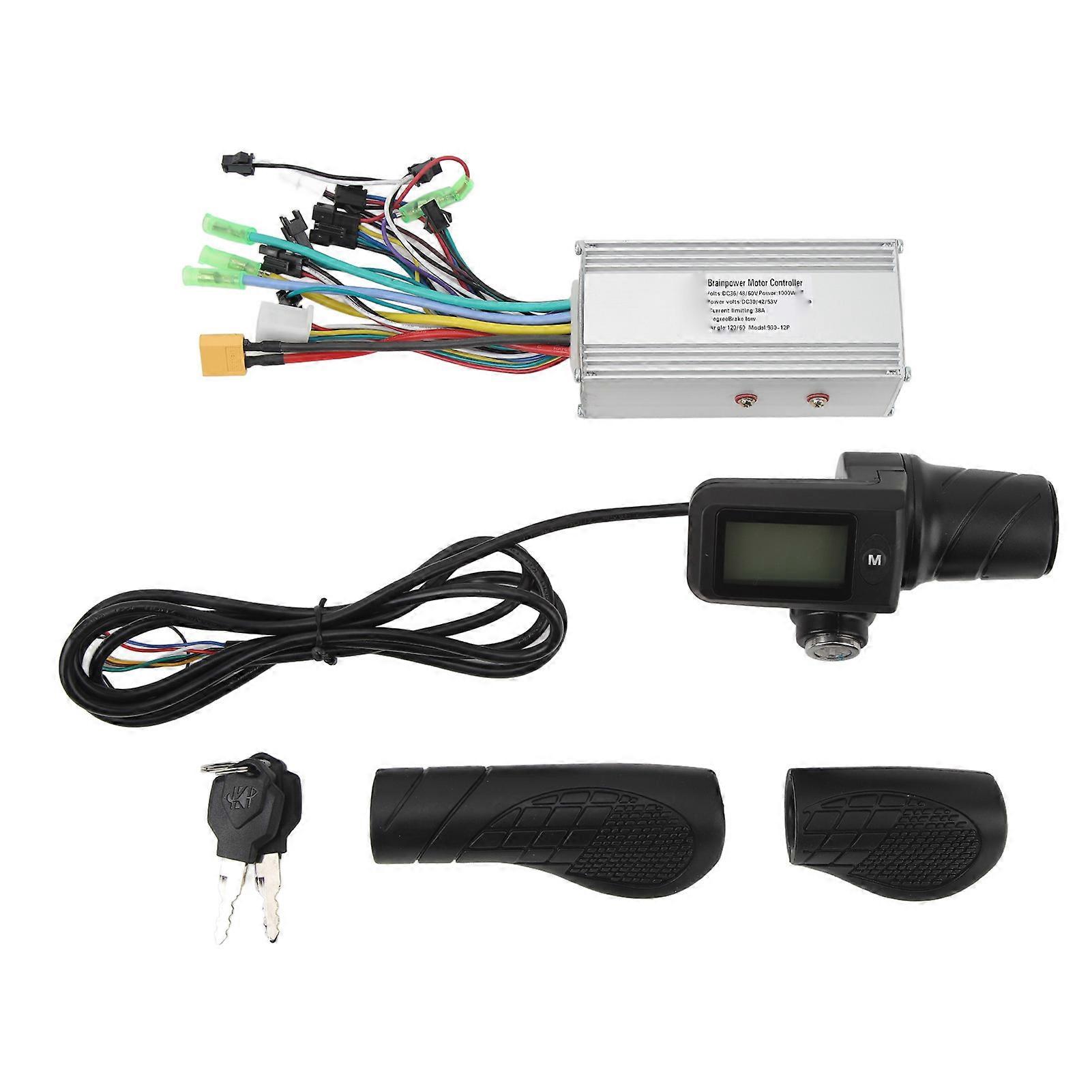 36V 48V 1000W 38A Sine Wave Brushless 3 Mode Bike Motor Controller 805 Half Twist Throttle Handle with Panel