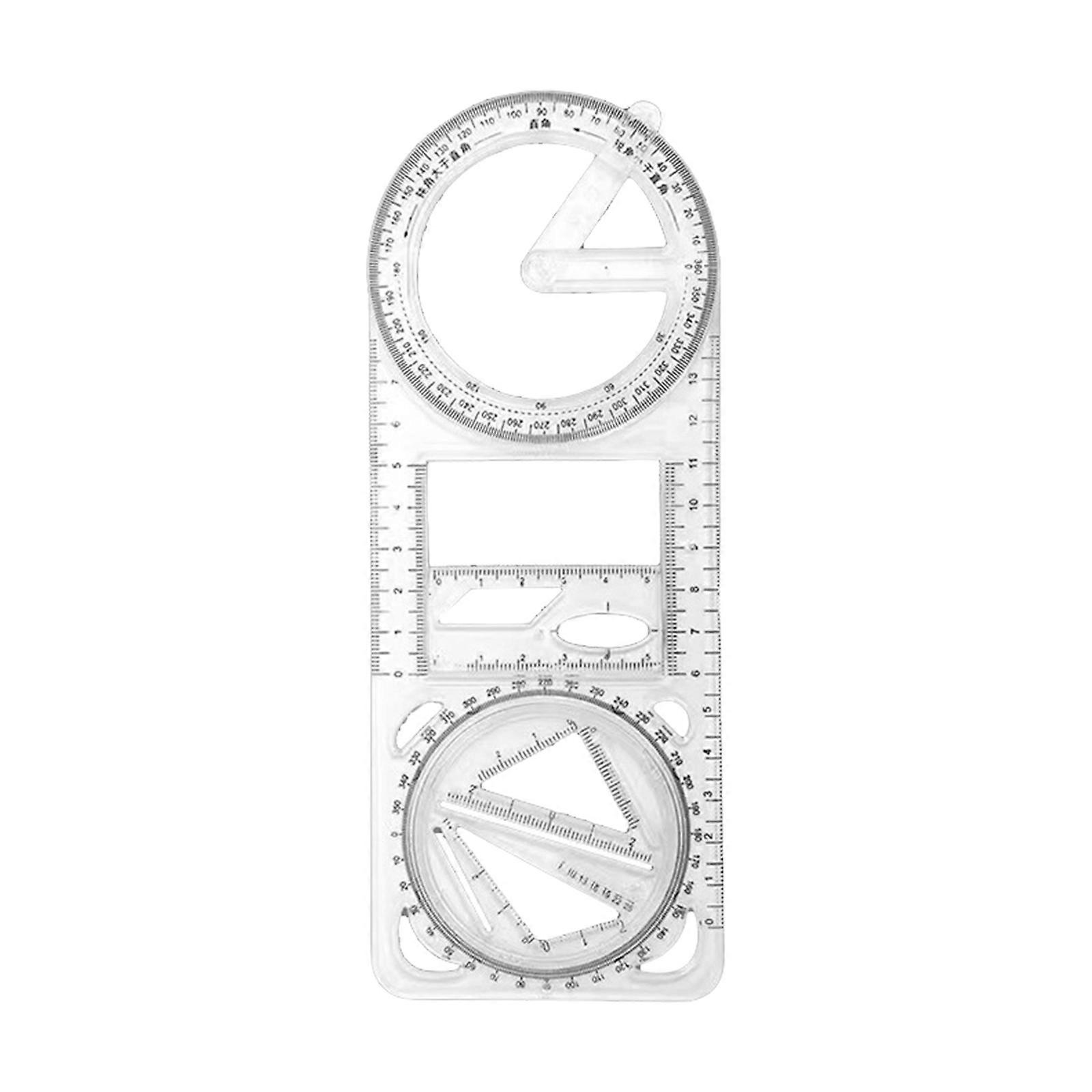 1/2/3 Pcs Multifunctional Geometric Ruler Plastic Draft Ruler Geometric Drawing Template Measuring Tool School Supplies
