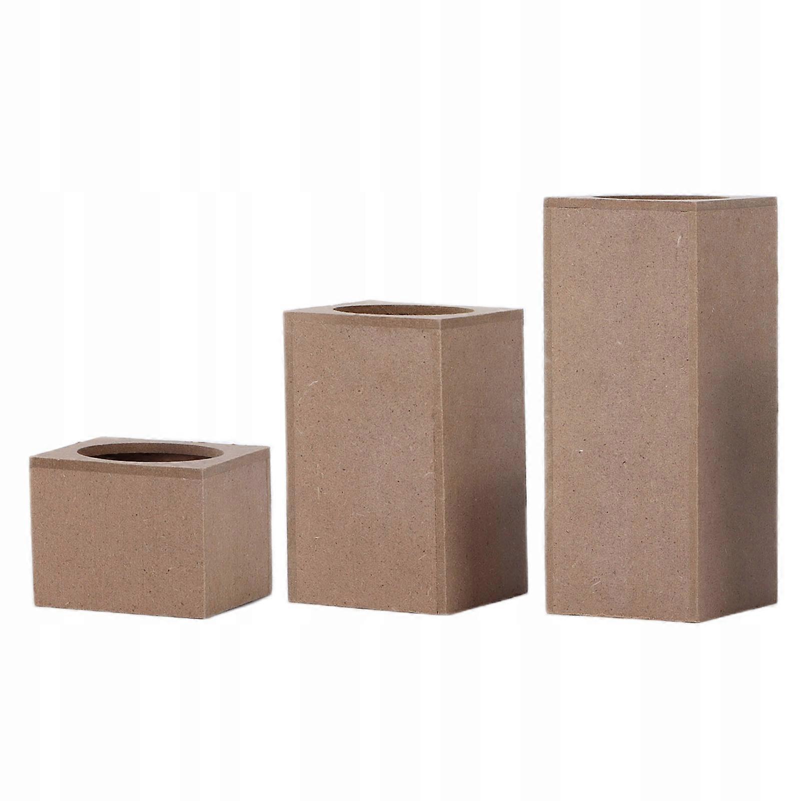 3 Pcs. Square Rustic Wooden Candle Stands
