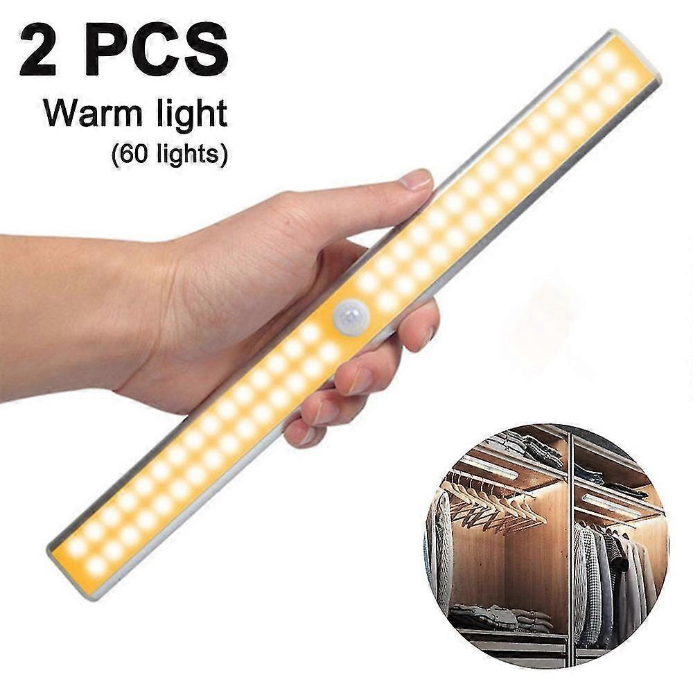 Rechargeable LED Motion Sensor Closet Light - 2 Pack, Adjustable Brightness, USB Charging, Indoor Use