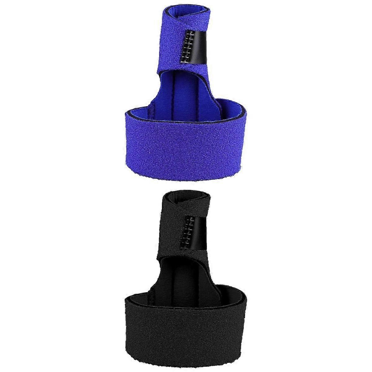 2pcs Finger Splint Brace Protection Support Fastening Tape black blue right,