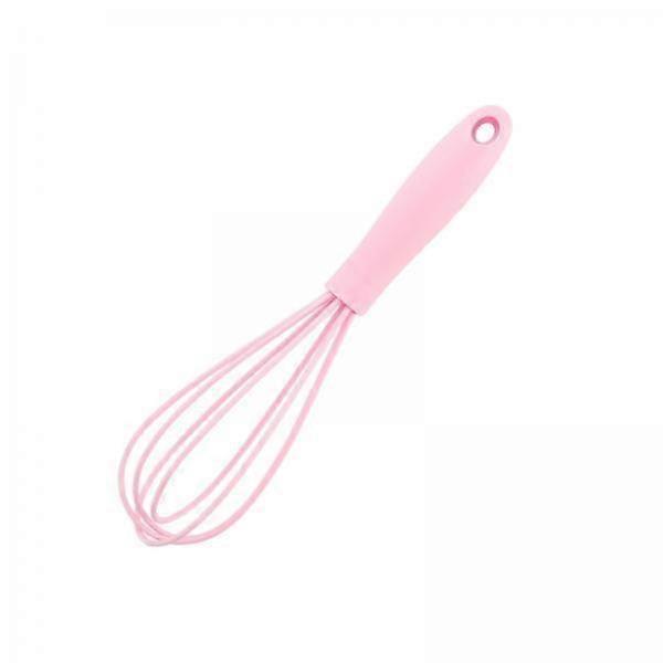 2xSilicone Whisk Kitchen Utensil Non Scratch Mixer Egg Beater Frothing Pink