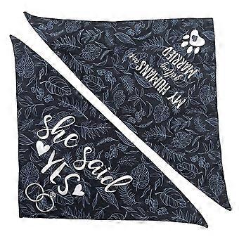 2pcs Cute Cats Wedding Collar with Letter Print Saliva Towel Pet Puppy Kitten Collars Print Adjustable Pet Collar  White