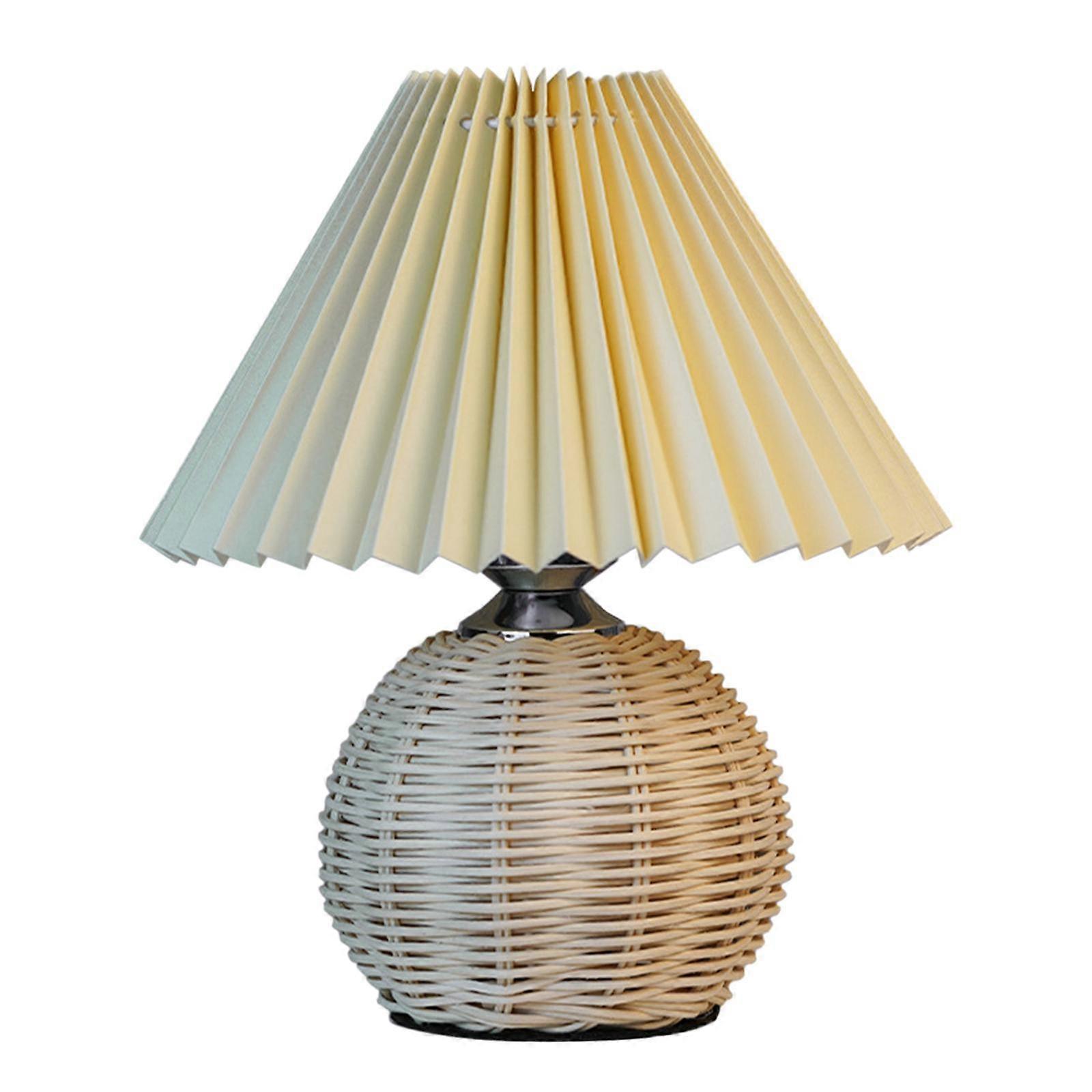 Retro USB Charger Linen Shade Table Bedside Lamp Nightstand Light Decor A Fixed