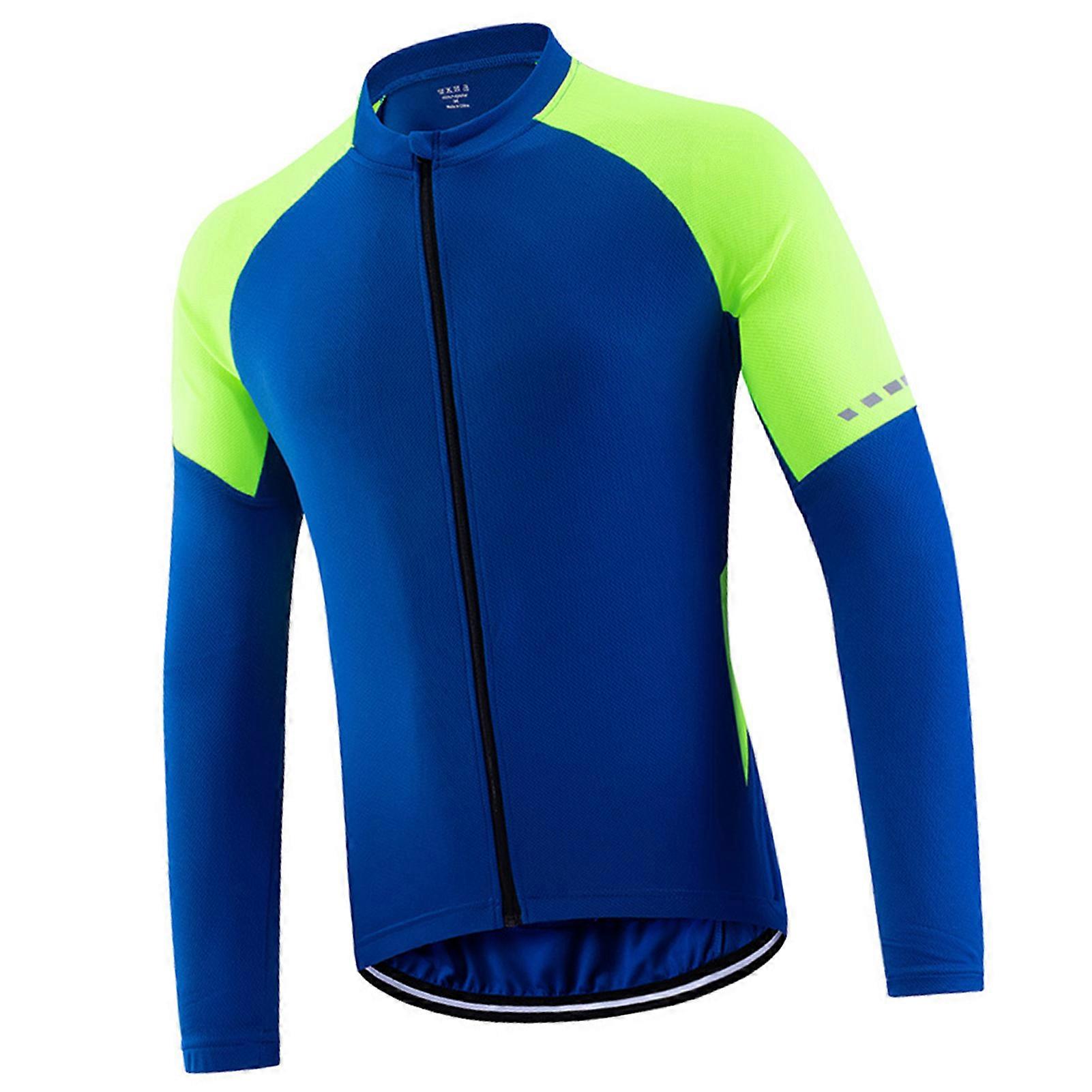 בגדי ריקוד גברים בסיסי חולצות רכיבה רוכסן מלא שרוול ארוך חולצת אופניים עם רצועות מחזירי אור קל משקל נושם רכיבה ג'רסי ל גברים