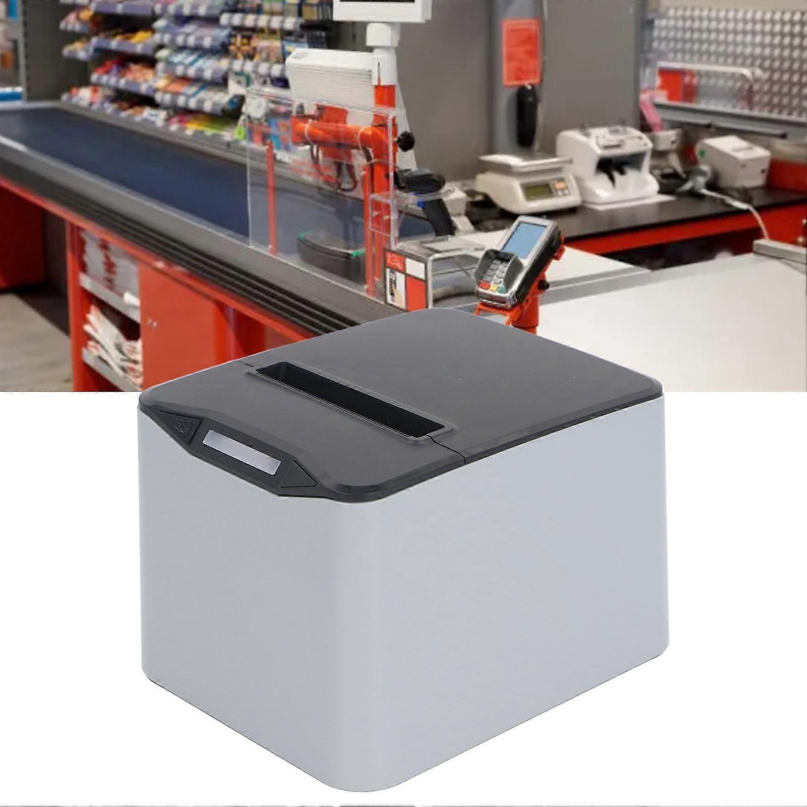 80mm Thermal Receipt Printer USB Port Network Port 300mm/s High Speed Support Cash Drawer Thermal Label Printer with Auto Cutter 100‑240V EU Plug 