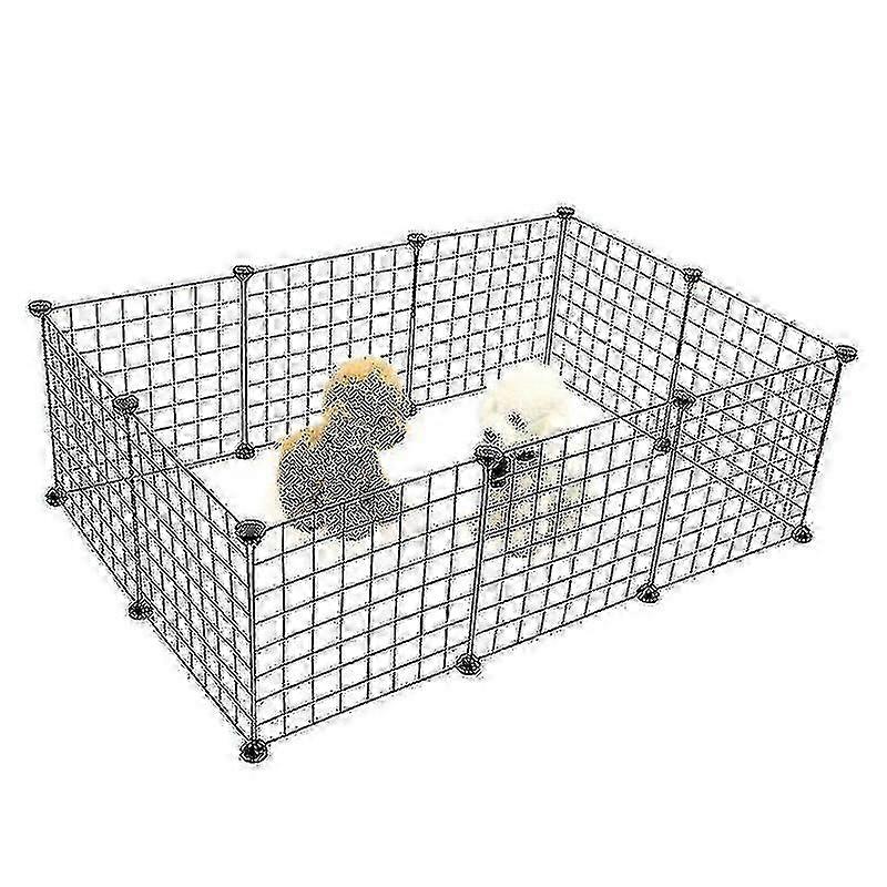 6pcs Black Without Door Foldable Pet Playpen Iron Fence Puppy Kennel House Exercise Training Space for Dogs and Small Animals