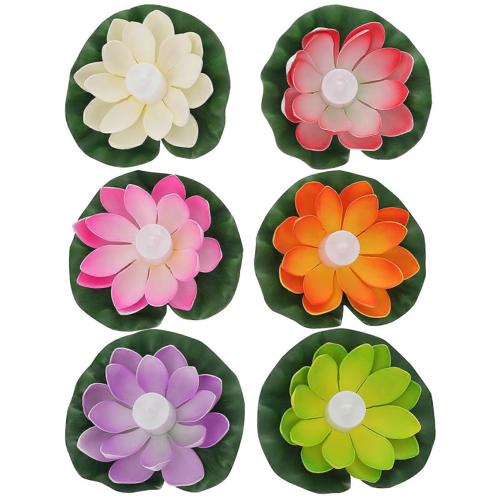 6pcs LED Floating Lotus Lamp, Flameless Electronic Candle Centerpiece for Tables, Gardens, Ponds, and Parties