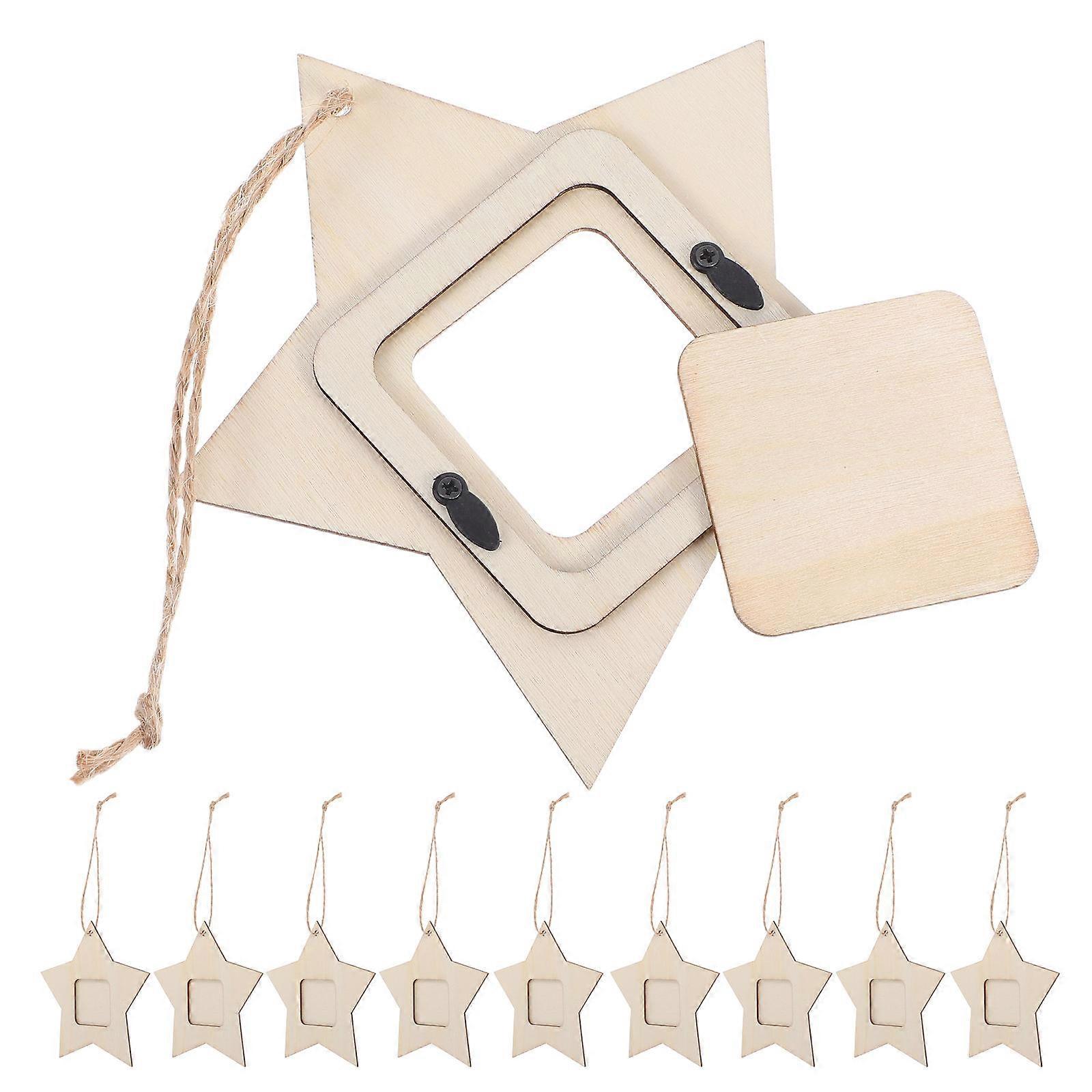 Natural Wood Mini Star Photo Frames, Functional for Various Spaces
