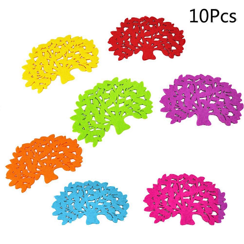 Kitchen Tree Coasters Assorted Color Felt Cup Mat Pad for Housewarming 13.5x9x0.3cm Absorb Moisture 10Pcs