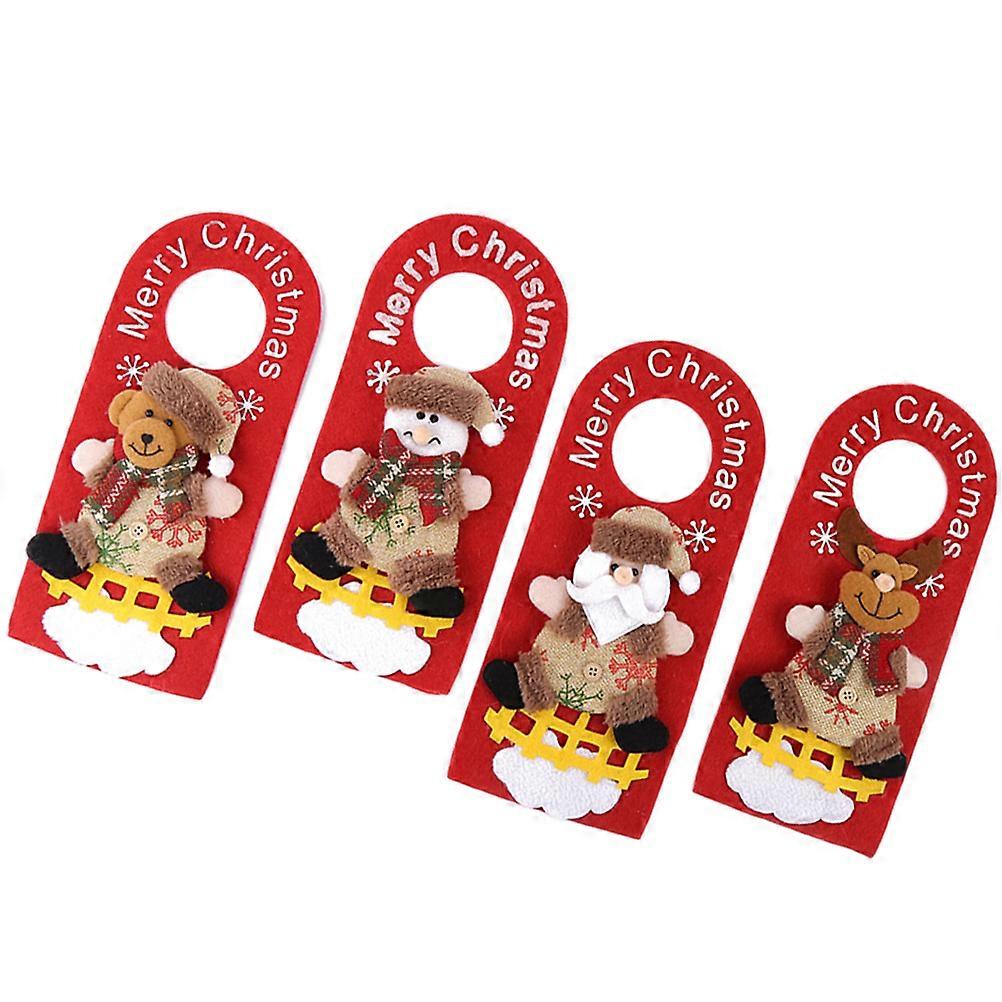 Snowman Shape Door Handle Decoration Non-Woven Fabric 4Pcs For Home Hotel Party Shop Christmas Decor
