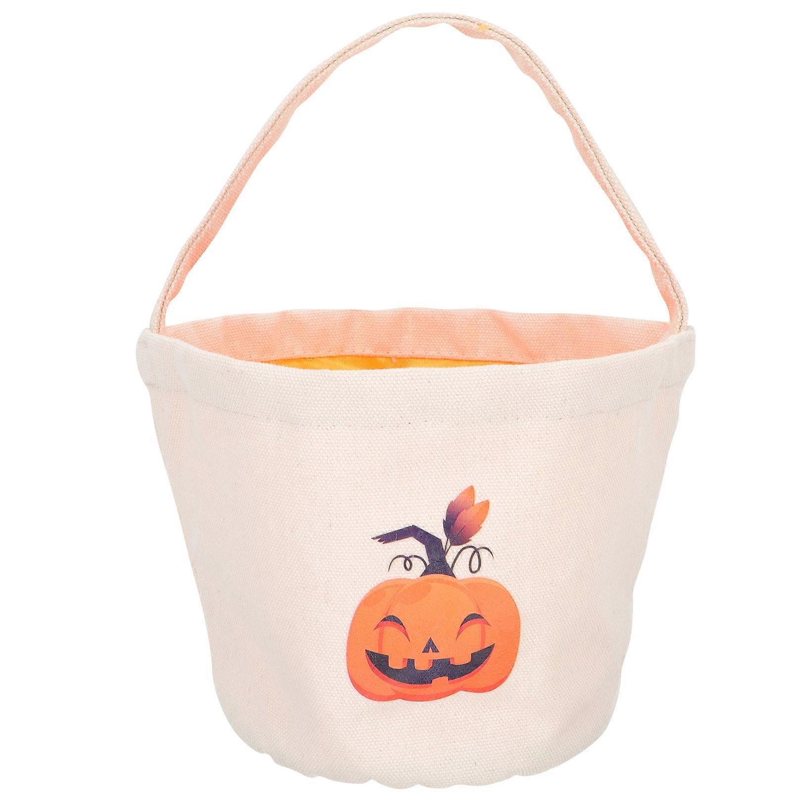 Halloween Candy Bucket Portable Pumpkin Handheld Basket for Compact Storage, Party Decoration & Treat Holder with Smiling Face Design