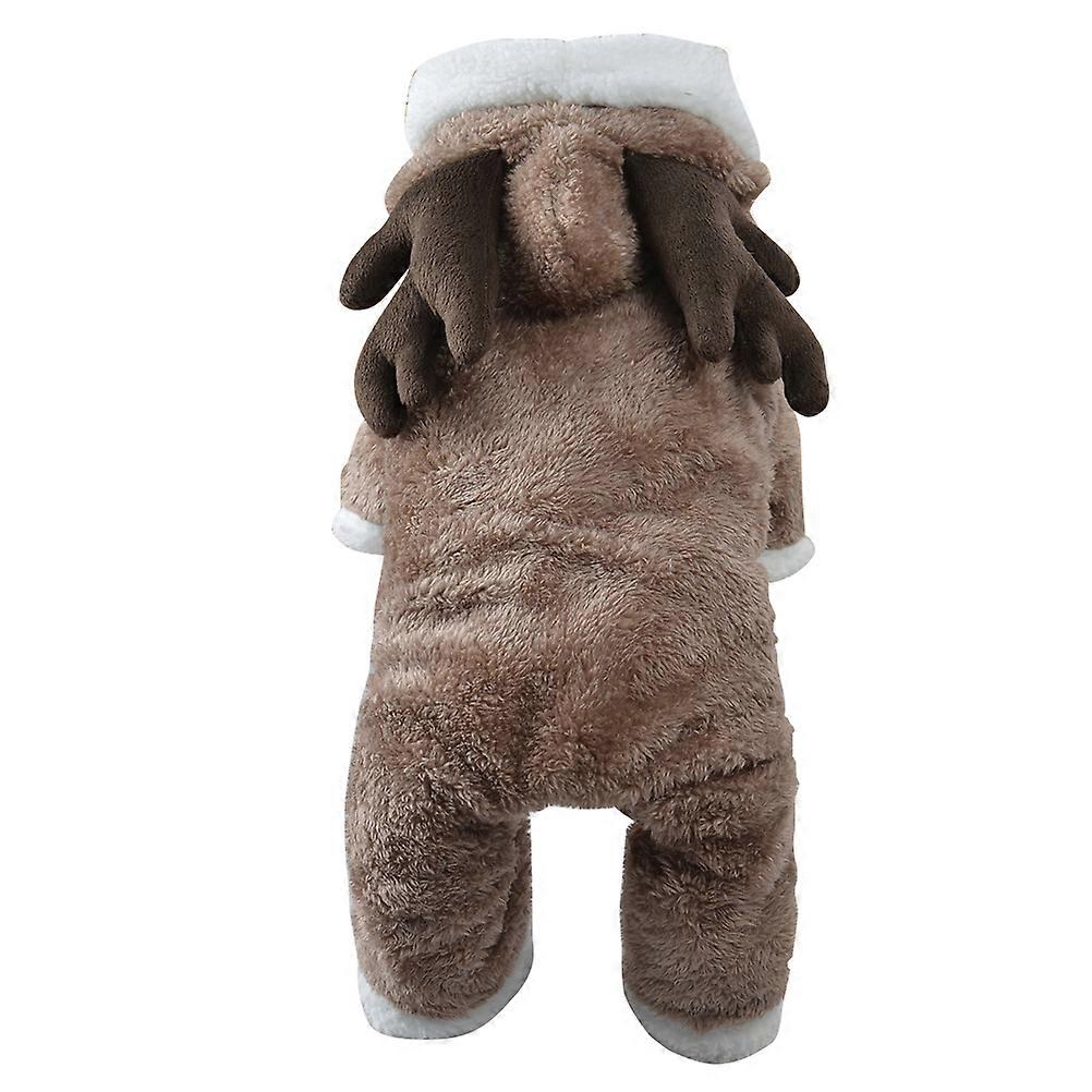 Dog Clothes For Small Dogs Winter Pet Coat Christmas Elk Flannel M Size Outdoor Activities 1Set