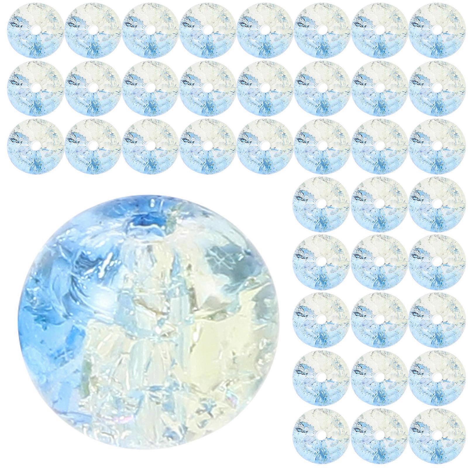 Glass Beads Round Jewelry Making Diy Craft Projects Bulk 100Pcs Blue