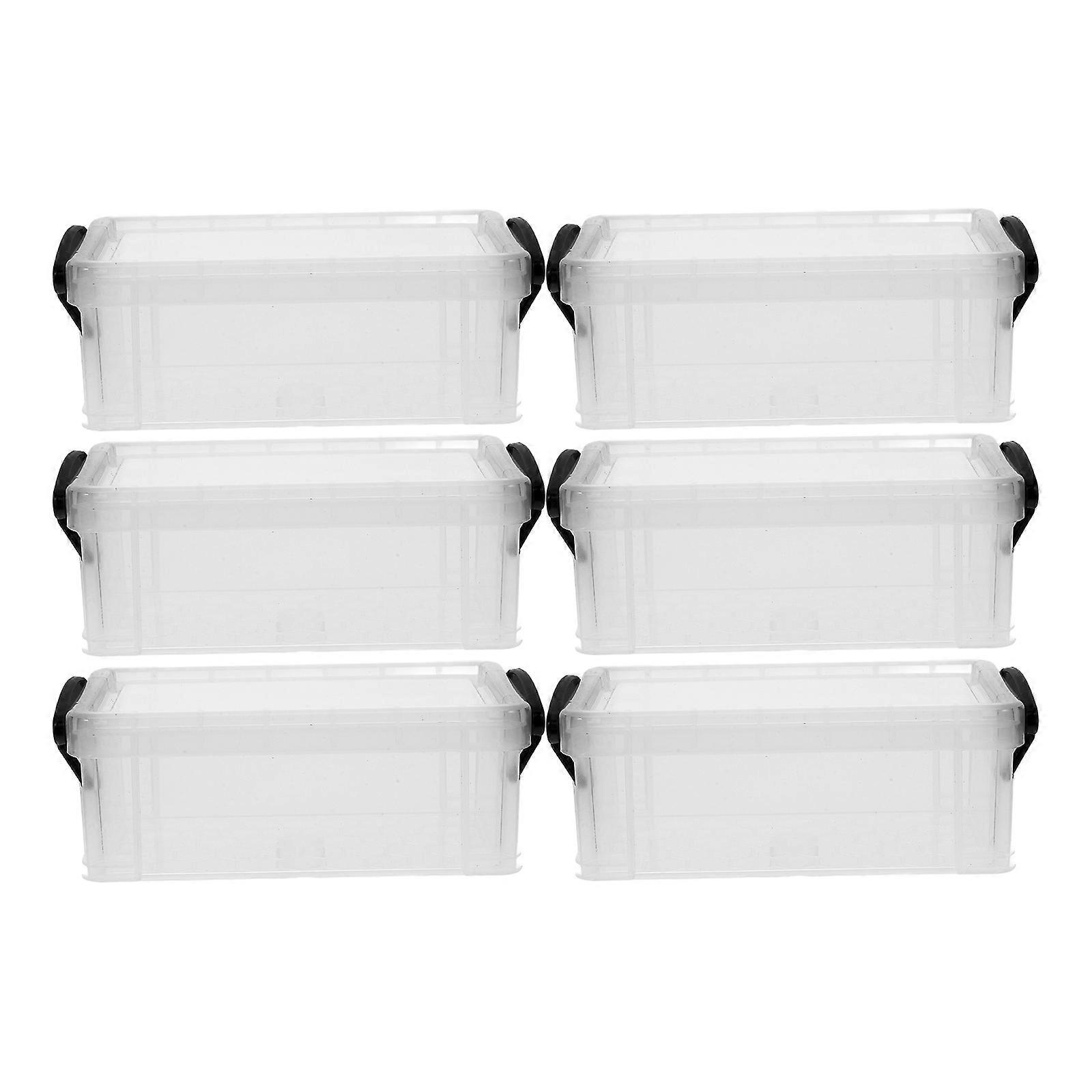 Transparent Plastic Pencil Organizer Lock for Office Use 6pcs Stackable Storage Boxes