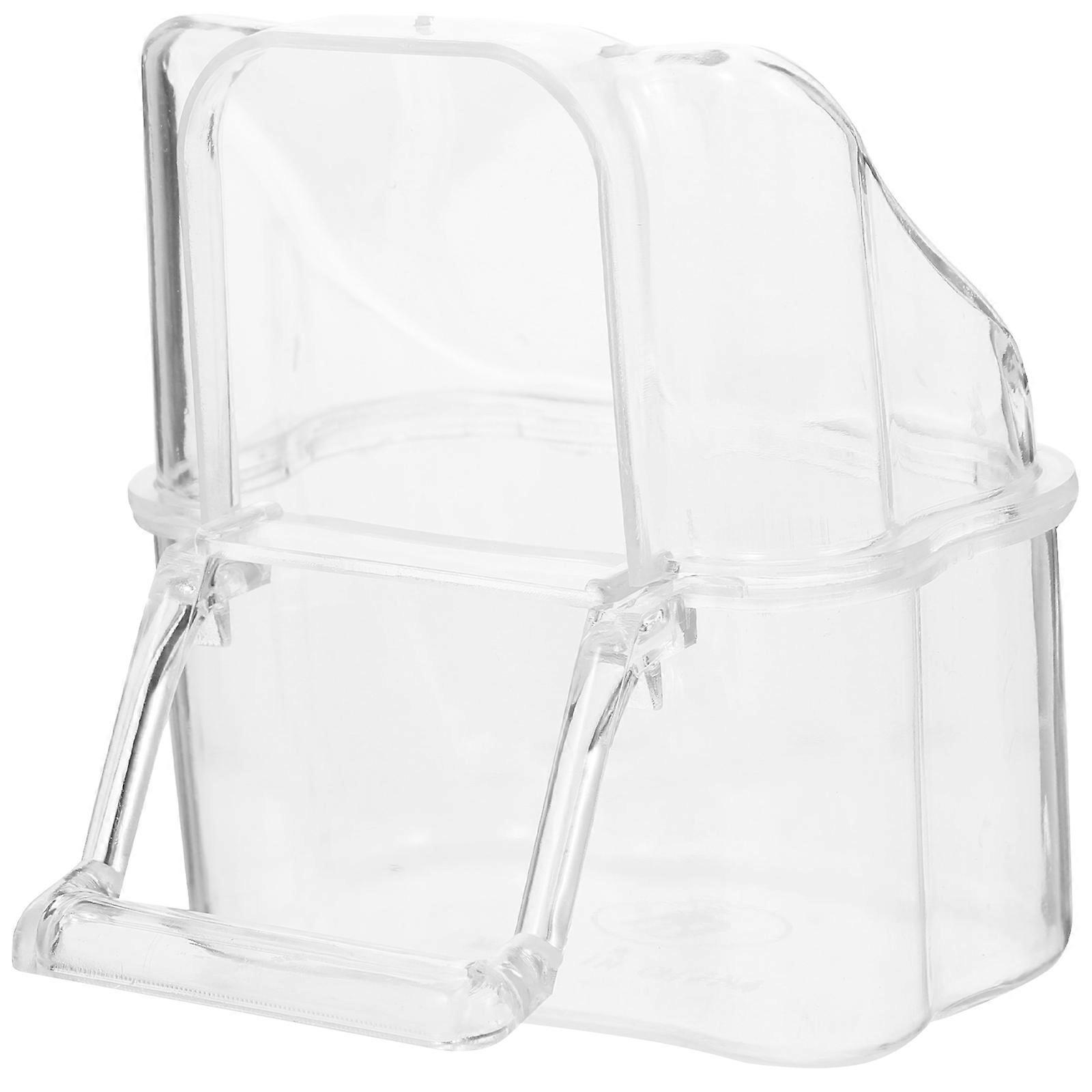 Bird Cage Food Bowl Transparent Rectangular Shape Bird Feeding Cup Pet Feeding 1Set