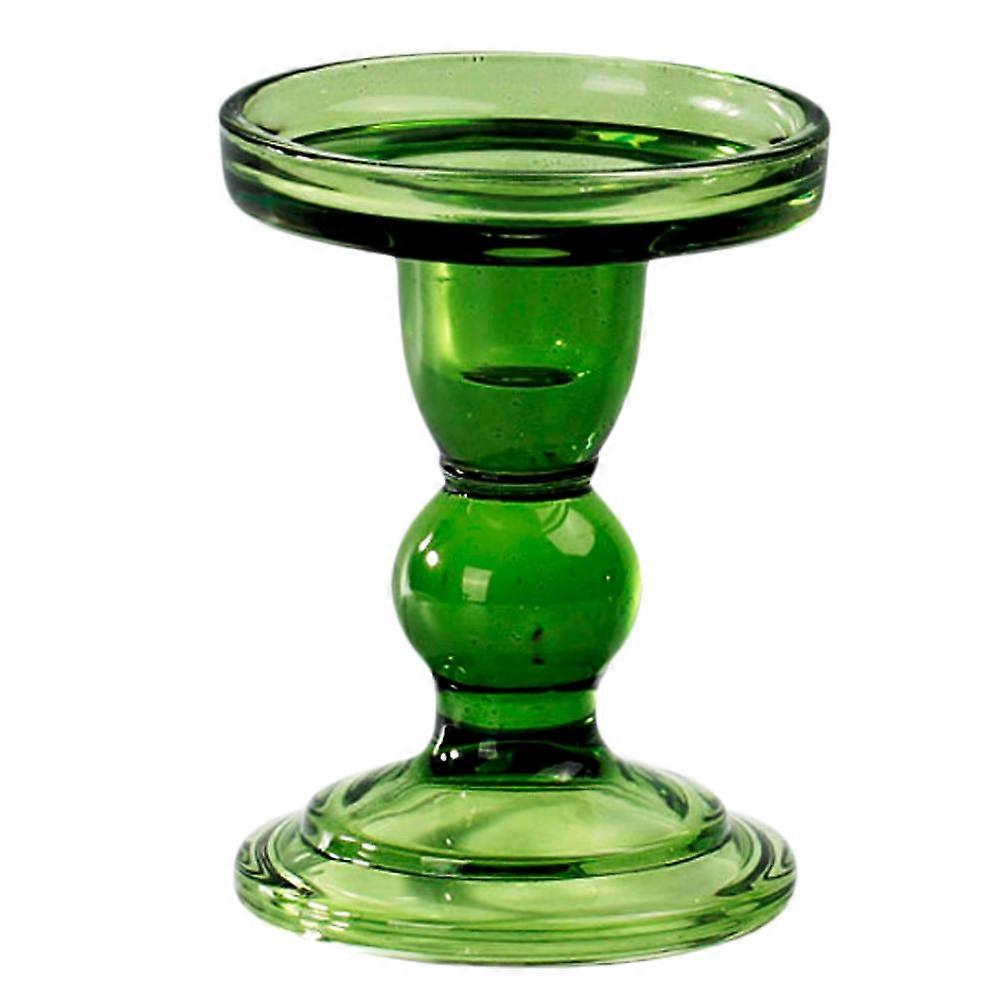 Porte-chandeliers en verre vert foncé style rétro bougie support 1Set
