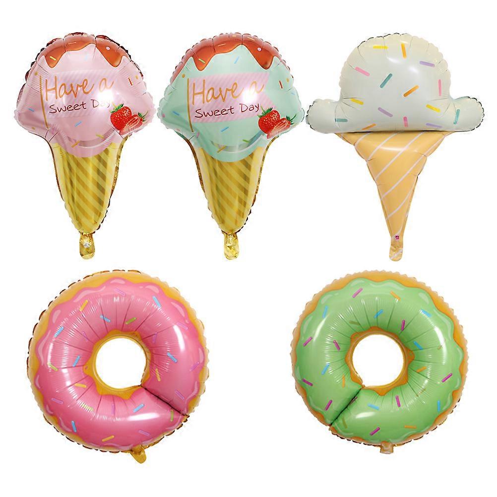 Donut Party Decorations Colorful Donuts Balloons Family Gathering 69x47cm Photo Background 5Pcs