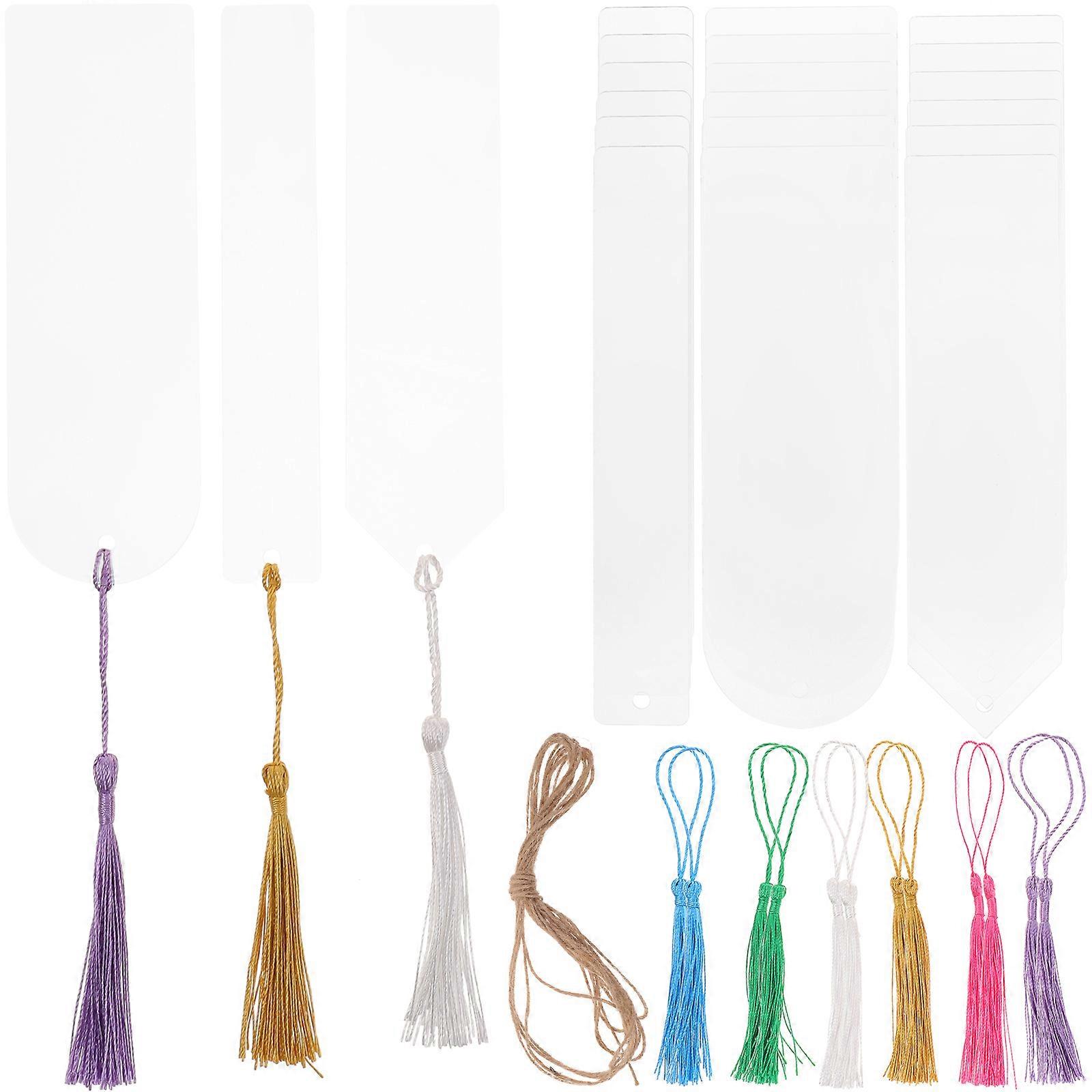 Diy Bookmark Kit Creative Bookmark Sublimation Blanks Bookmarks Tassel Crafts Assorted Color 15X2.5cm 36 Sets