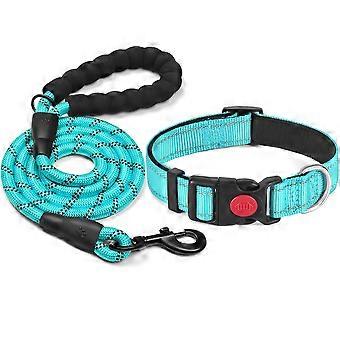 Reflekterande hundhalsband Mjukt andningsbart neopren vadderat, justerbart nylonhalsband för små, medelstora och stora hundar (AAA)