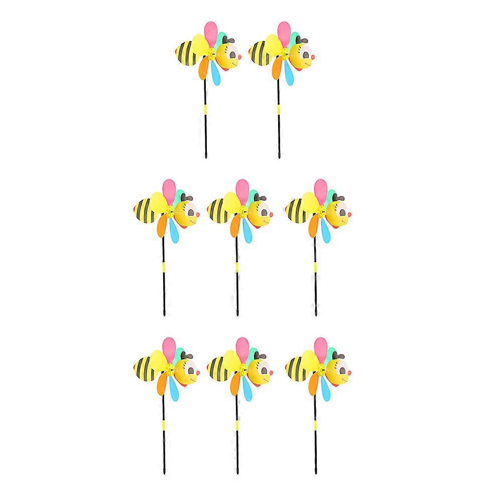 8 Pcs Yellow Plastic Windmills for Garden Decoration Create Happy Atmosphere 6.3 Inches
