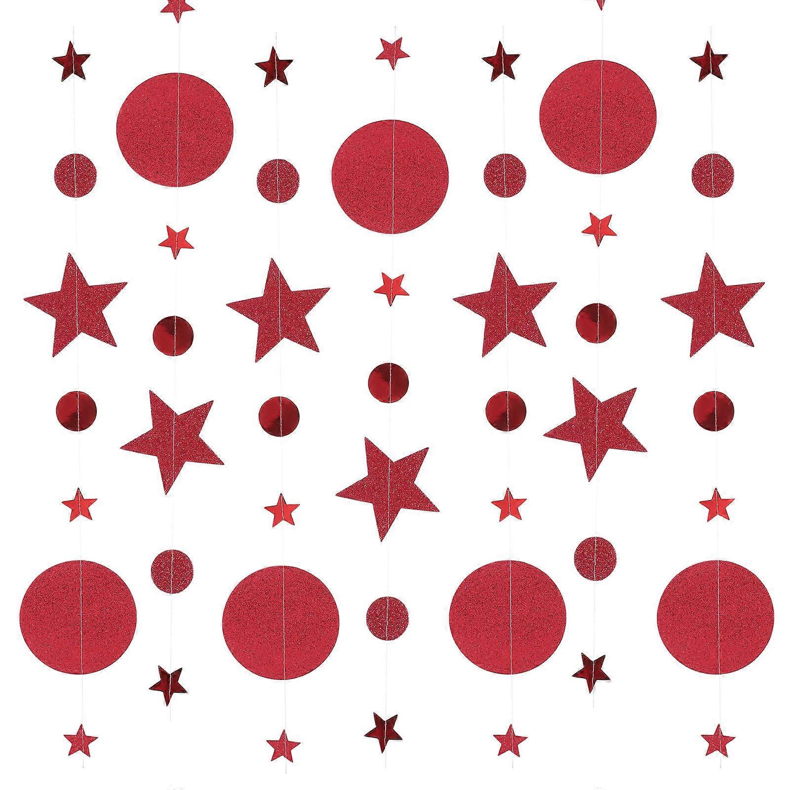 Geburtstagsstern-Girlande, 2er-Set, rotes Papier, einfach aufzuhängen, überall zur Dekoration