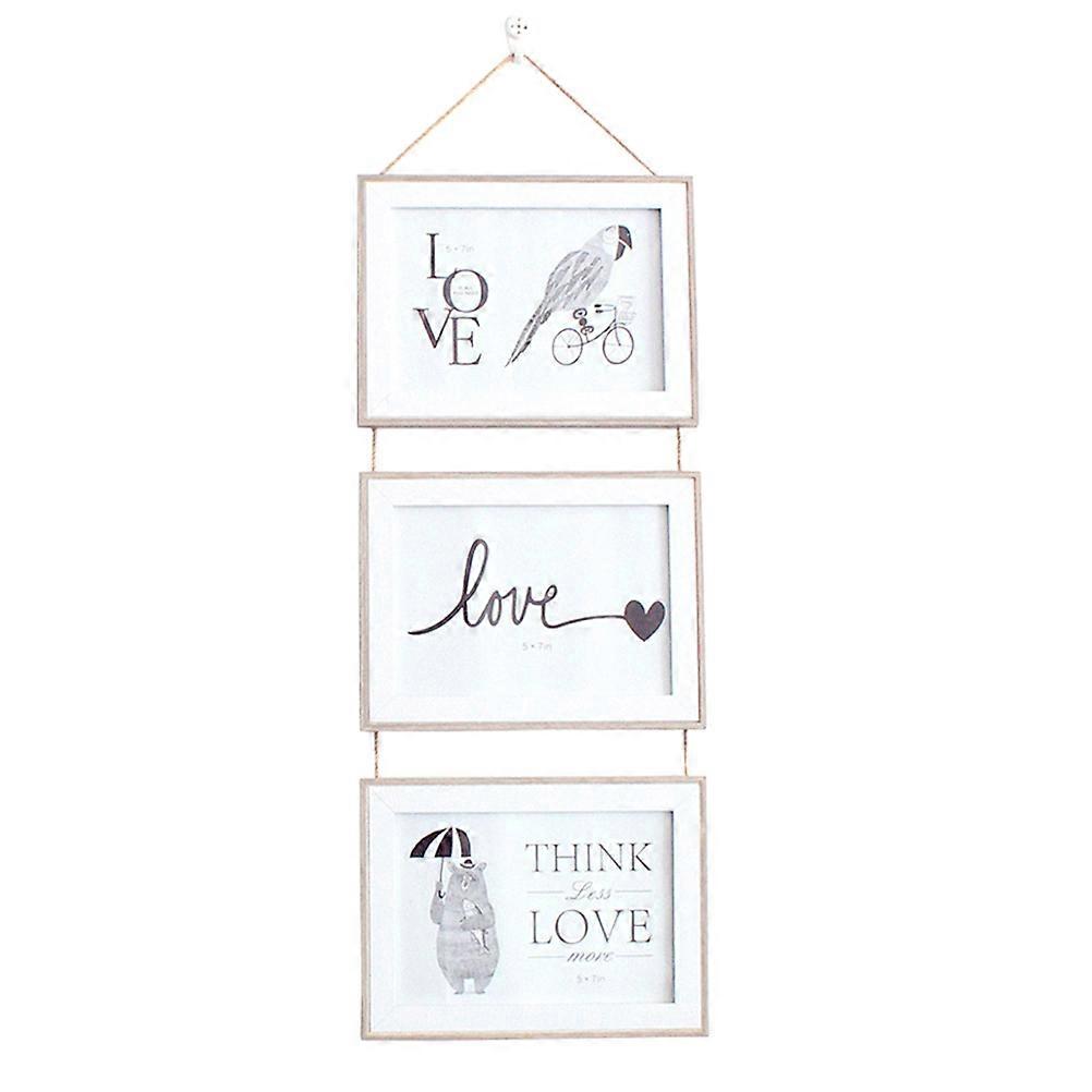 Wall Mounted Photo Frame Nordic Style Picture Display Light Grey Rectangular Shape For Home Bedroom 21x60x3cm 1 Set