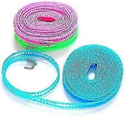 6 Pieces Non-slip Nylon Clothesline with Metal Hook Suitable for Various Uses